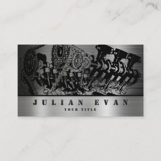 Carte De Visite Shiny Metallic Mechanic Automotive Repair Service  (Devant)