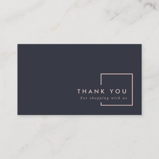 CARTE DE VISITE SHOPPING MINIMAL BLACK BLUSH RECTANGLE MERCI (Devant)