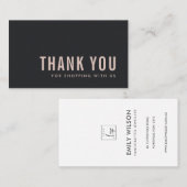 CARTE DE VISITE SHOPPING MINIMAL SIMPLE BLACK BLUSH MERCI LOGO (Devant / Derrière)