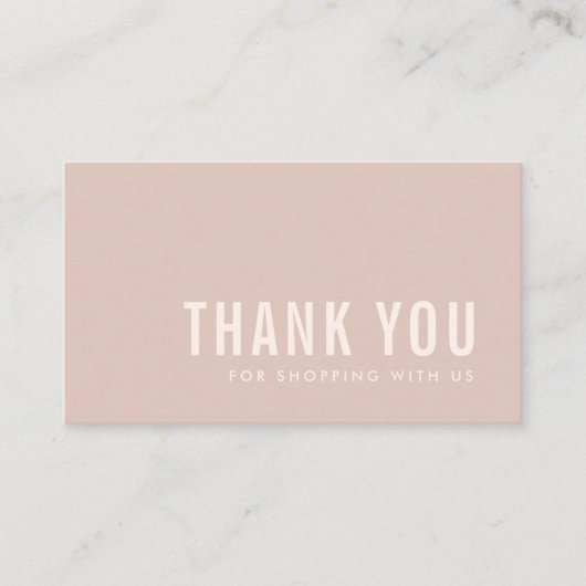 CARTE DE VISITE SHOPPING MINIMAL SIMPLE ROSE BLUSH MERCI LOGO (Devant)