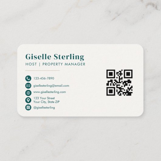 Carte De Visite Short Term Rental QR Code Professional (Dos)