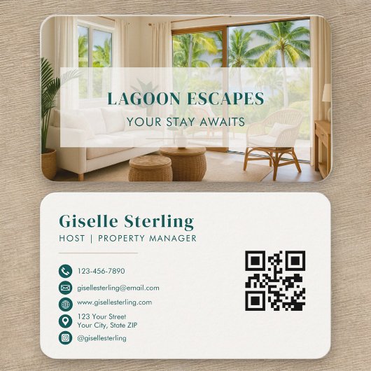 Carte De Visite Short Term Rental QR Code Professional