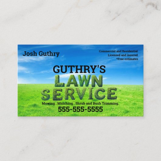 Carte De Visite Shrubs Bliss Lawn Service Business Card (Devant)