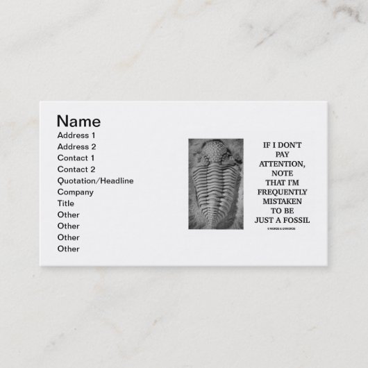 Carte De Visite Si je ne fais pas attention Note fréquemment erron (Devant)
