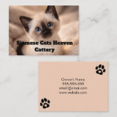 Carte De Visite Siamese Cats Heaven Cattery Customizable Business  (Devant / Derrière)