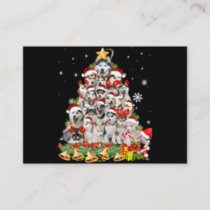 Carte De Visite Siberian husky christmas tree lights dog