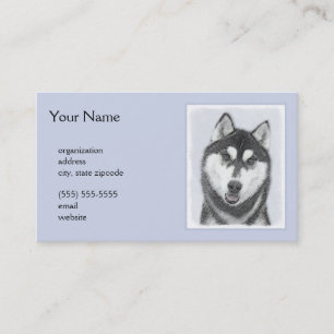 Carte De Visite Sibérie Husky (noir et blanc) Peinture Chien Art