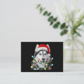 Carte De Visite Sibérien Husky Père Noël Noël Lumières Noël (Debout devant)