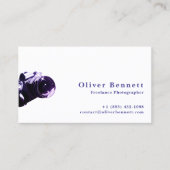 Carte De Visite Side-cut PurpleDesign Camera Photographer QR Code (Devant)