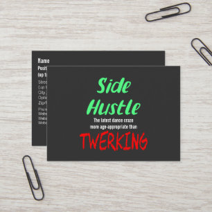 Carte De Visite Side Hustle vs Twerking Neon Green Text