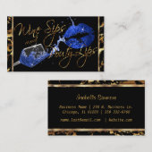 Carte De Visite Sièges à vin et lèvres poty - Bleu (Devant / Derrière)