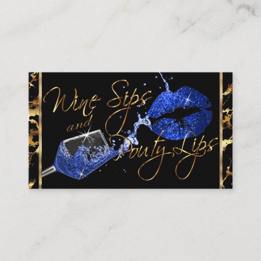 Carte De Visite Sièges à vin et lèvres poty - Bleu (Devant)