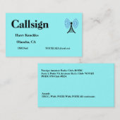 Carte De Visite Signal d'appel radio Amateur bleu clair (Devant / Derrière)