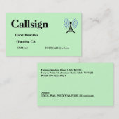 Carte De Visite Signal d'appel radio Amateur Vert clair (Devant / Derrière)