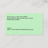 Carte De Visite Signal d'appel radio Amateur Vert clair (Dos)