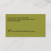 Carte De Visite Signal d'appel radio amateur vert olive (Dos)