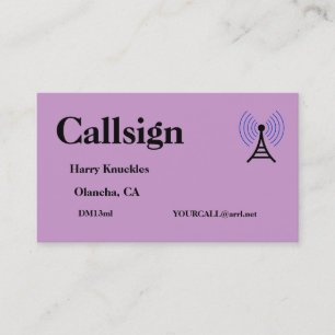 Carte De Visite Signal d'appel radio léger violet amateur