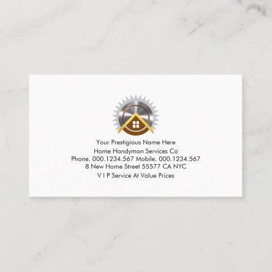 Carte De Visite Signal en bois Handyman (Dos)