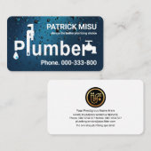 Carte De Visite Signal Plumber Créatif En Bleu Boucles D'Eau (Devant / Derrière)