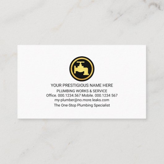 Carte De Visite Signal simple en plombier élégant (Dos)
