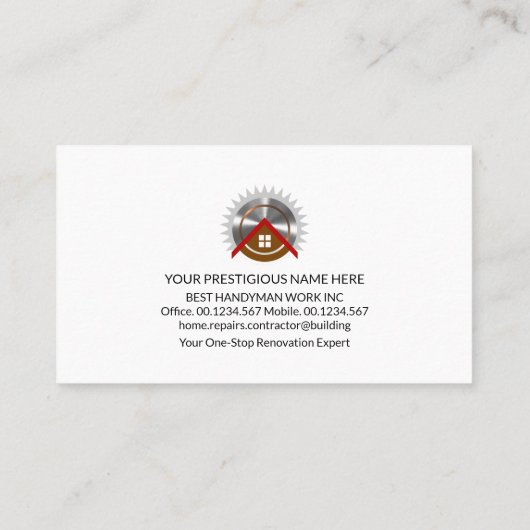 Carte De Visite Signalisation des outils Gold Handyman (Dos)