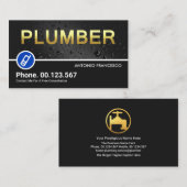 Carte De Visite Signalisation En Plomber Or Sur Gray Water Drop (Devant / Derrière)