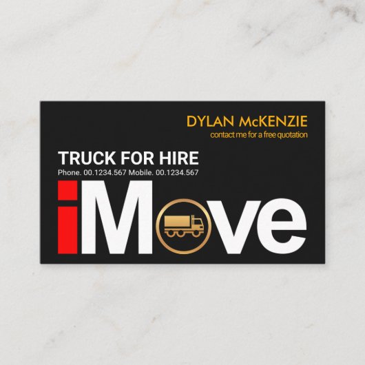 Carte De Visite Signalisation "i Move" Gold Truck Home Moving (Devant)