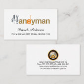 Carte De Visite Signalisation Simple Chic Handyman (Devant / Derrière)