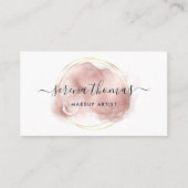 Carte De Visite Signature Abstraite moderne Blush or aquarelle Bu (Devant)