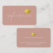 Carte De Visite Signature Beauté Gold Lips sur Dusty Rose (Devant / Derrière)