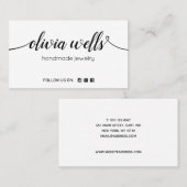 Carte De Visite Signature blanche Script Réseau de médias sociaux (Devant / Derrière)