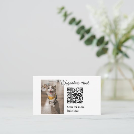 Carte De Visite Signature boisson scanner QR code ajouter le nom d (Debout devant)
