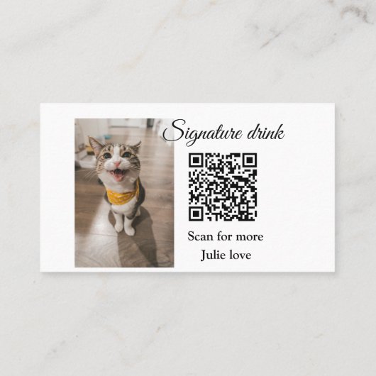 Carte De Visite Signature boisson scanner QR code ajouter le nom d (Dos)