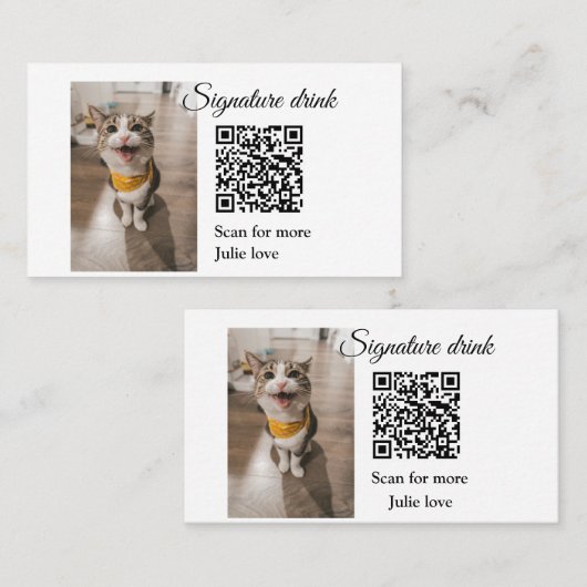 Carte De Visite Signature boisson scanner QR code ajouter le nom d (Devant / Derrière)