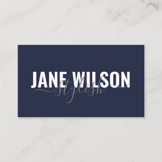 Carte De Visite Signature chic de la marine moderne (Devant)