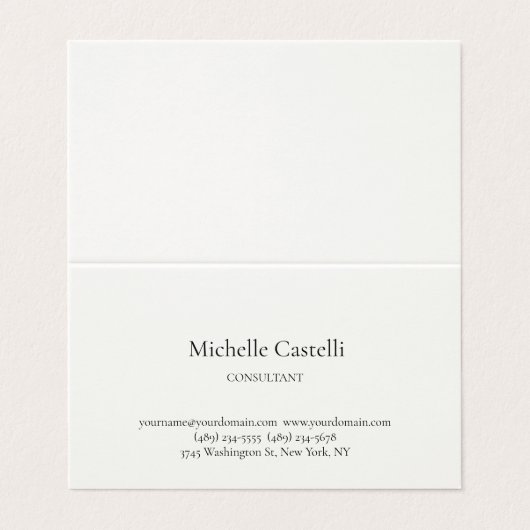 Carte De Visite Signature Cream Professional Unique Classical (Extérieur déplié)