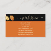 Carte De Visite Signature de calligraphie Élégant orange noir flor (Dos)