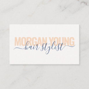 Carte De Visite Signature de script de styliste de style bleu pêch