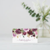 Carte De Visite Signature de script Elégante Aquarelle violet Flor (Debout devant)