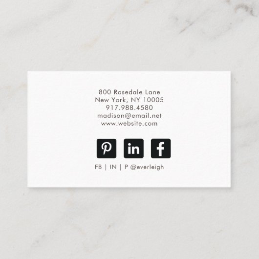 Carte De Visite Signature de script manuscrit Monogramme (Dos)