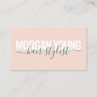 Carte De Visite Signature de script moderne peach vert cheveux sty