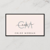 Carte De Visite Signature de script rose clair noir moderne monogr (Devant)