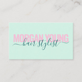 Carte De Visite Signature de script styliste de menthe verte moder