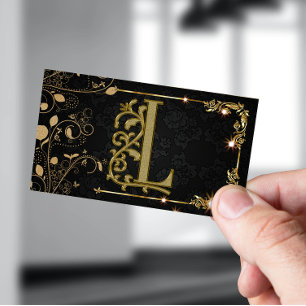 Carte De Visite Signature de style chic noir moderne
