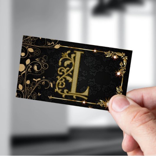 Carte De Visite Signature de style chic noir moderne