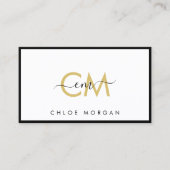 Carte De Visite Signature d'écriture d'or noir chic de luxe modern (Devant)