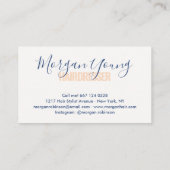 Carte De Visite Signature du script de stylisme moderne peach bleu (Dos)