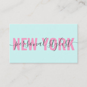 Carte De Visite Signature du script de styliste de mode bleu rose 