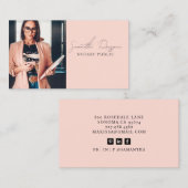 Carte De Visite Signature du script photo Nota Public Peach Pink (Devant / Derrière)