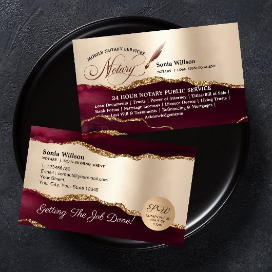 Carte De Visite Signature d'un prêt notaire public mobile